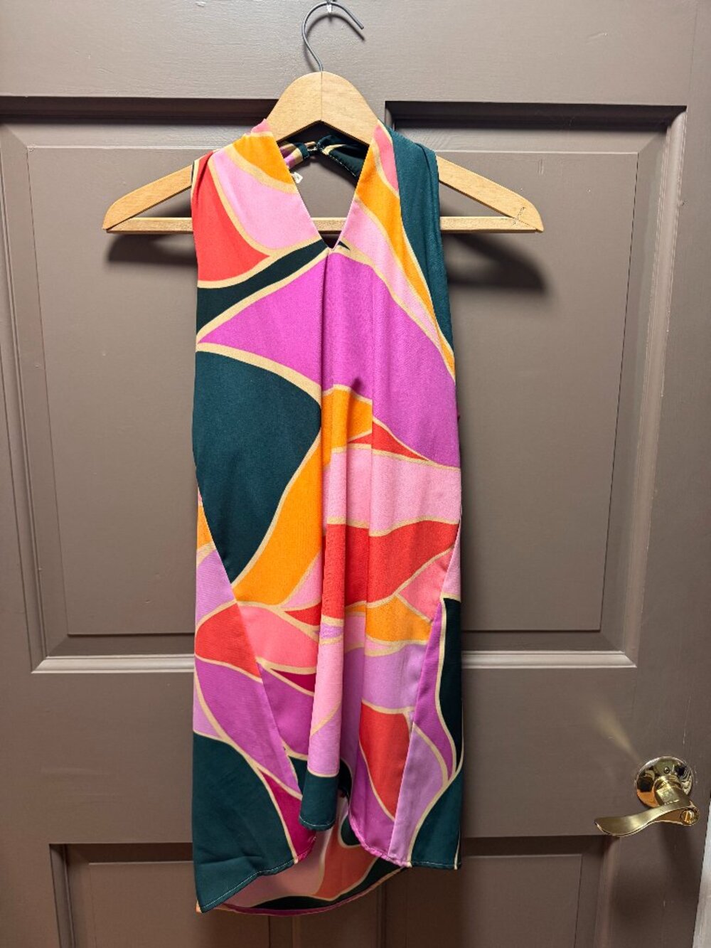 Tyche Multicolor Abstract Halter Dress Small